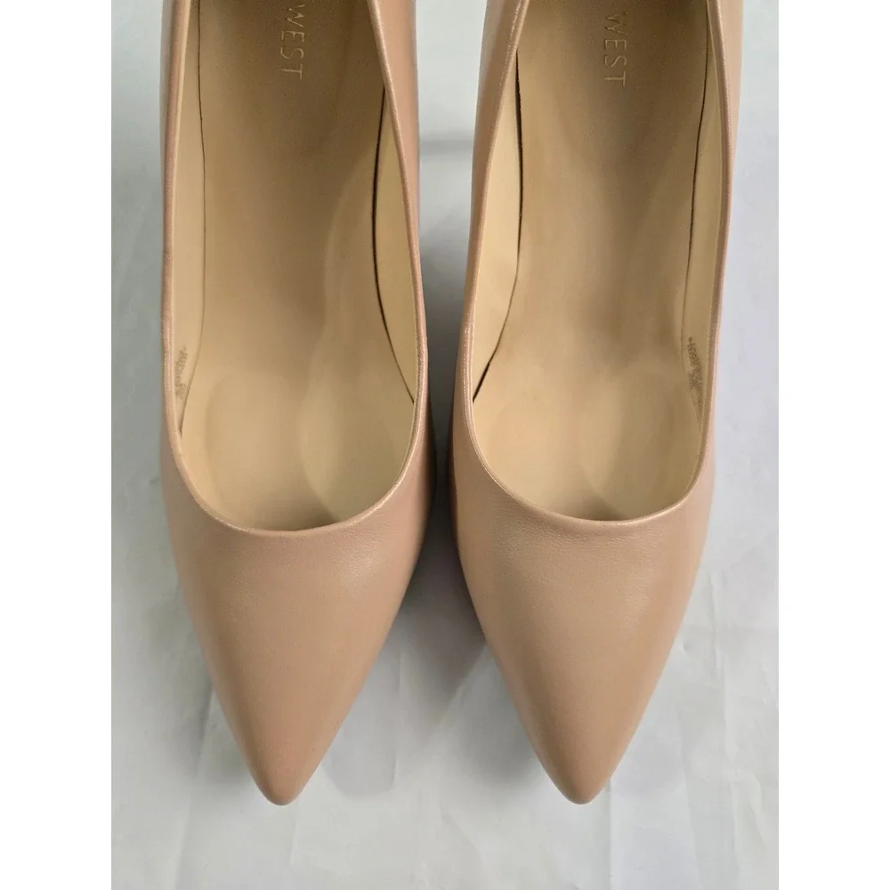 Nine West Etta Pointed Toe Pumps Light Natural Leather Stiletto Heels 9.5M
